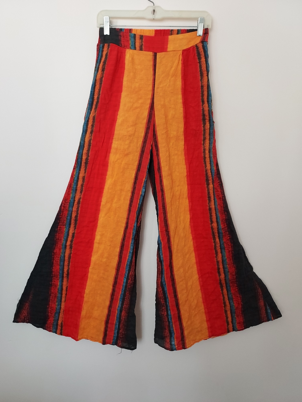 Cider Sunset Striped Wide-Leg Pull-on Pants Boho Festival Palazzo Resort Vacay - Picture 2 of 10